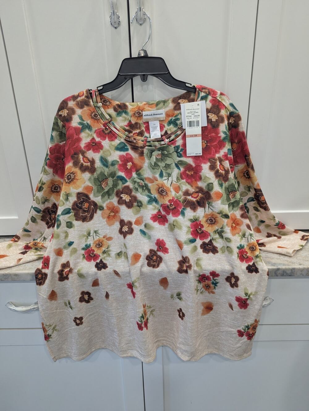 Alfred Dunner floral fall color top,2X